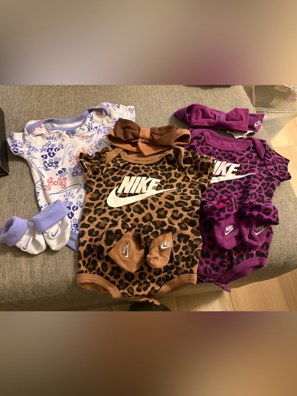 Nike Kids Leopard Print Socks & Tights Set in Brown